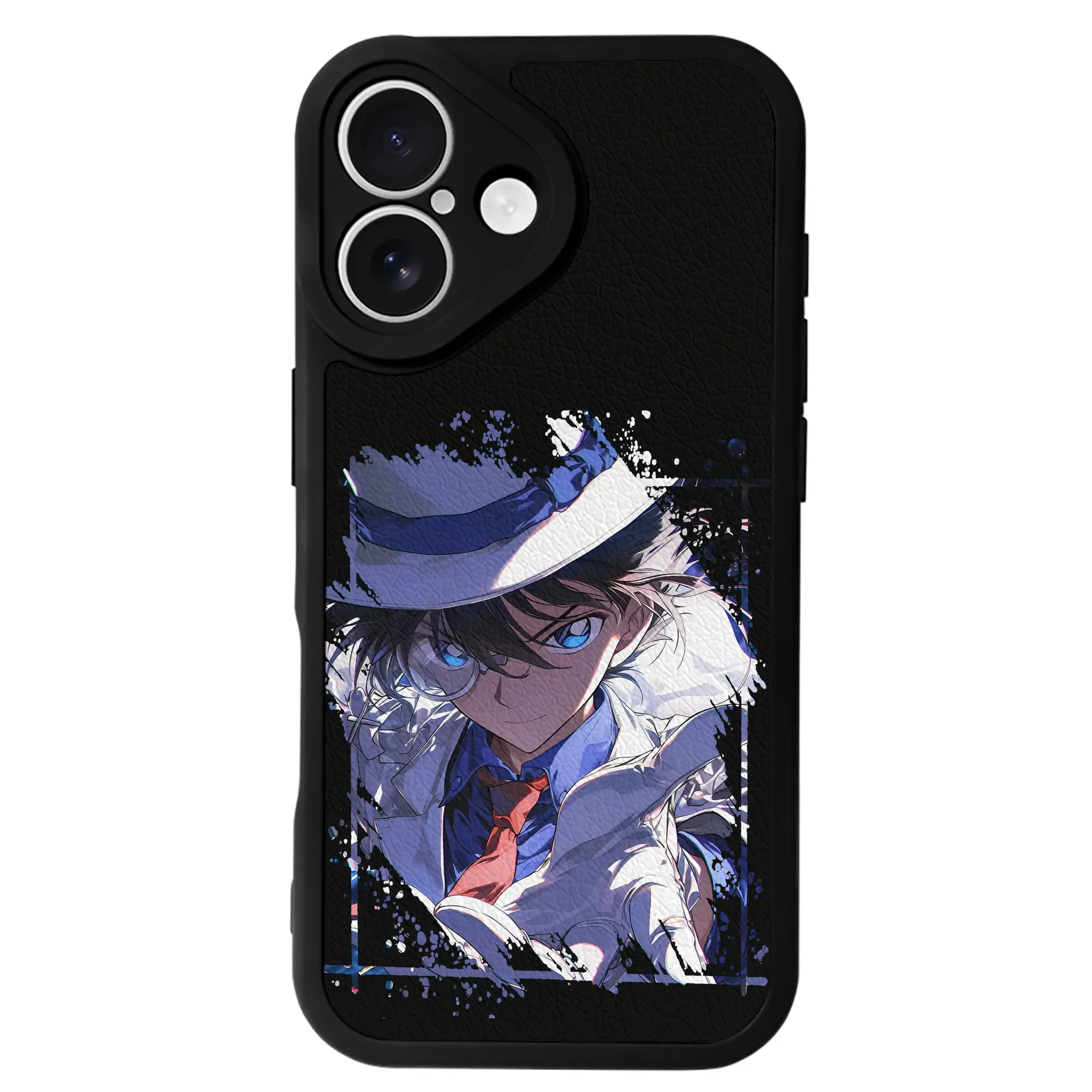 名探偵コナン グッズ 江戸川 コナン - IPhone 16シリーズ対応 ・ シリコンスマホケース ・ レザー調 ・ 高精度フィット ・ 耐衝撃 ・ ワイヤレス充電対応 ・ 精密カット